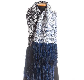 Šála pléd maxi šál bílá/modrá