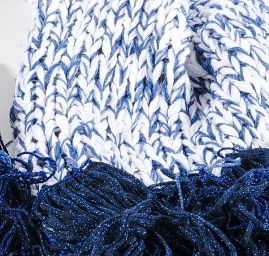 Šála pléd maxi šál bílá/modrá