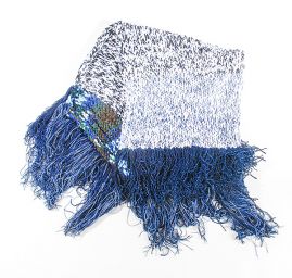 Šála pléd maxi šál bílá/modrá