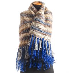 Šála pléd maxi šál hnědá/modrá