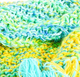 Pléd maxi šátek/šál žlutomodrý