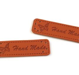 Nášivka eko kůže Handmade cedulka hnědá