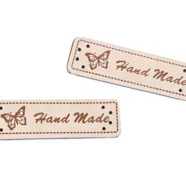 Nášivka eko kůže Handmade cedulka krémová světle hnědá