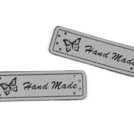 Nášivka eko kůže Handmade cedulka tmavě šedá