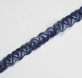 Krajková vsadka vyšívyná na tylu srdce modré