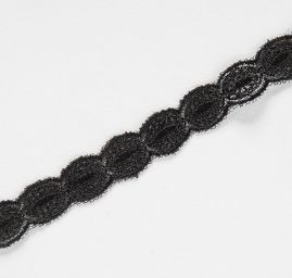 Krajková vsadka vyšívaná tylu oválný vzor černý