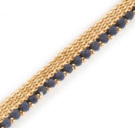 Porta zdobný prýmek doplněn korálky modrozlatý