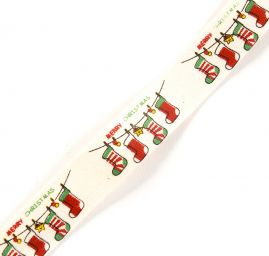 Stuha bavlněná vánoční vzor punčochy