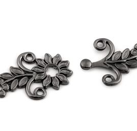 Ozdobné filigránové zapínání nikl černý 20x50mm