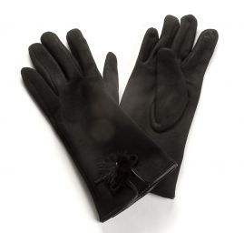 Rukavice dámské imitace kůže zateplené černé L/XL