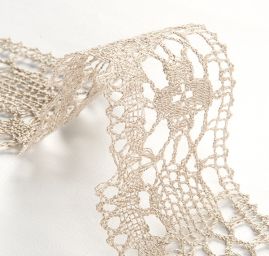 Krajka lemovací lněná režné barvy lemovací šíře 50mm