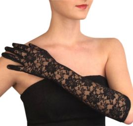 Rukavice společneské dlouhé krajkové černé