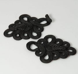 Japonské zapínání "knoflík" velké - ornament černá