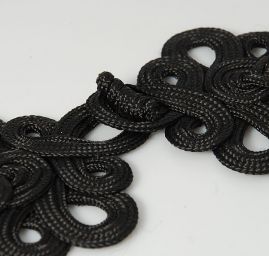 Japonské zapínání "knoflík" velké - ornament černá