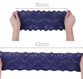 Pružná krajka lem květinový vzor 15cm černá