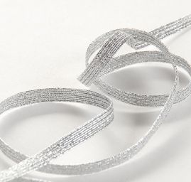 Guma 8mm brokát stříbrná