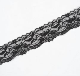 Krajka elestická oboustranná černá šíře 55mm