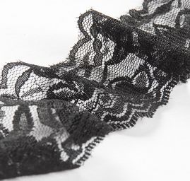 Krajka elestická oboustranná černá šíře 55mm