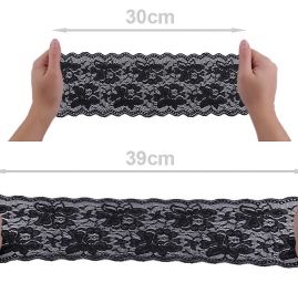 Pružná krajka lemovací s jemným vzorem černá