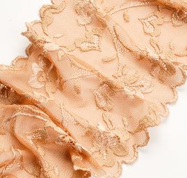 Pružná krajka vsadka lem květiny béžová/hnědá