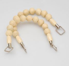 Ucho na tašky korálky drevo / kov svetlé