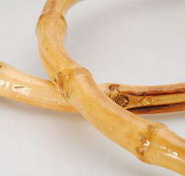 Ucha na tašky bambus kruh přírodní