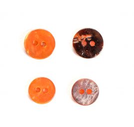 Knoflík perleťový dvoudírkový měděný