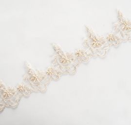 Krajkový lem korálky béžová