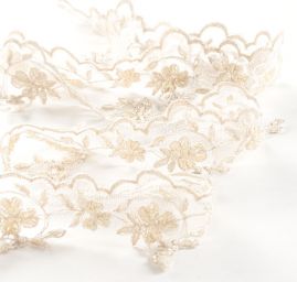 Krajkový lem korálky béžová