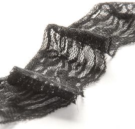 Krajka elastická jemná květinový vzor černá