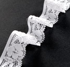 Krajka elastická jemná lomená bílá 18 mm 