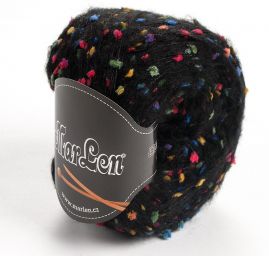 Mohérová směsová příze MarLen černá barevný nopek