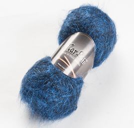 Mohérová pletací příze s leskem modročerná