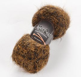 Mohérová pletací příze s leskem zlatočerná