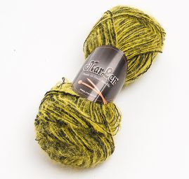 Mohérová směsová pletací příze žlutočerná