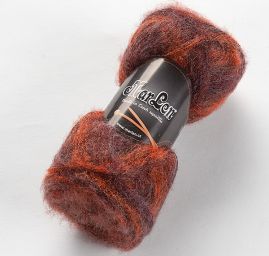 Mohérová pletací příze směs MarLen fialovooranžová