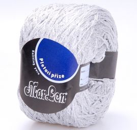 Efektní přípletová pletací příze stříbrná MarLen