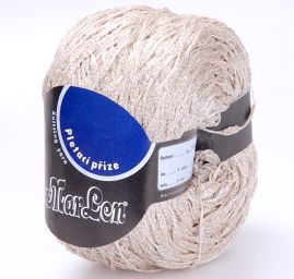 Efektní přípletová pletací příze béžovostříbrná