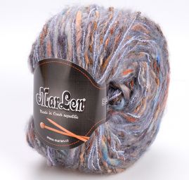 Vlněná pletací příze MarLen modro-rezavý melír