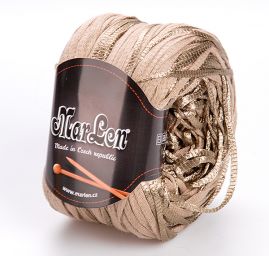 Samovzorovací stužková pletací příze hnědokhaki melír