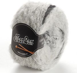 Mohér směs příze MarLen světle šedá černý nopek