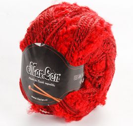 Vlněná pletací příze bukle MarLen červený melír