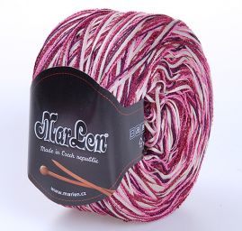 Bavlněná stužková příze MarLen vínovosm0etanový melír II.jakost