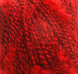 Mohérová pletací příze vlnka/bukle červenočerná