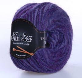 Směsová vlněná pletací příze fialový melír