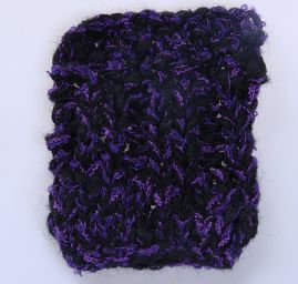 Směsová vlněná pletací příze černofialový melír