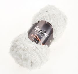 Vlněná buklé součky pletací příze MarLen bílá/stříbrná