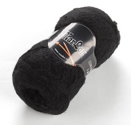 Pletací příze směs angora/vlna bukle černá