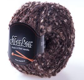 Vlněná pletací příze bukle MarLen hnědý melír