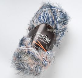 Efektní pletací příze Marlen modro-bílý melír s vlasem